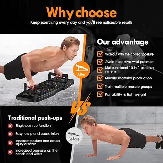 MQRW Push Up Board – Full Body Home Gym Set with Pilates Bar & 20 Fitness Accessories