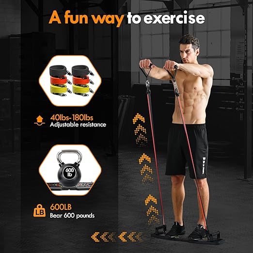 MQRW Push Up Board – Full Body Home Gym Set with Pilates Bar & 20 Fitness Accessories