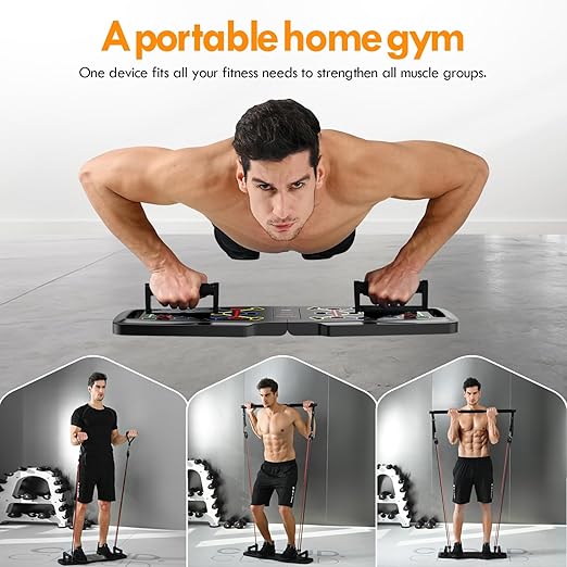 MQRW Push Up Board – Full Body Home Gym Set with Pilates Bar & 20 Fitness Accessories